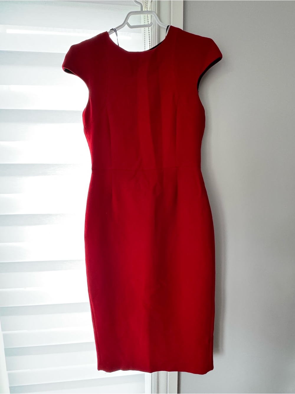 Zara Red Cap-Sleeve Midi Sheath Dress
